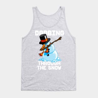 Snowman Dabbing Through The Snow Shirt Christmas Dab Santa Tank Top